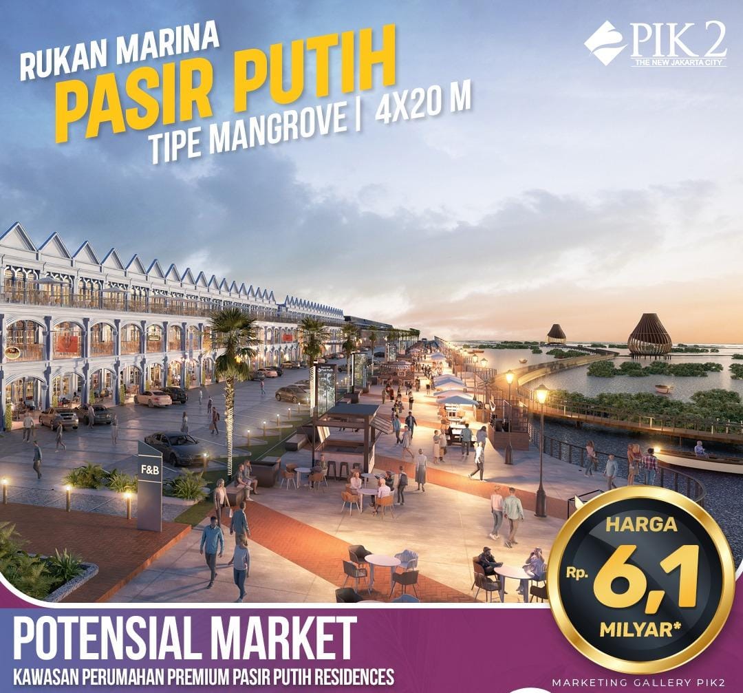 Rukan Marina Pasir Putih Tipe Mangrove 4x20m PIK 2